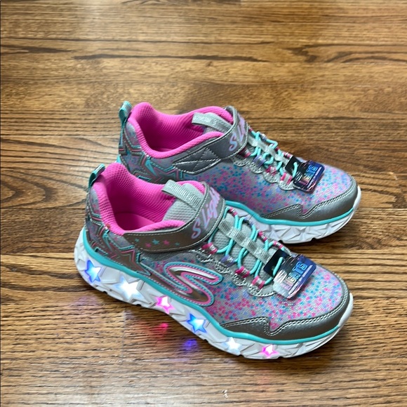 Skechers Kids' Light-Up Sneakers - Pink and Gray - Picture 2 of 3